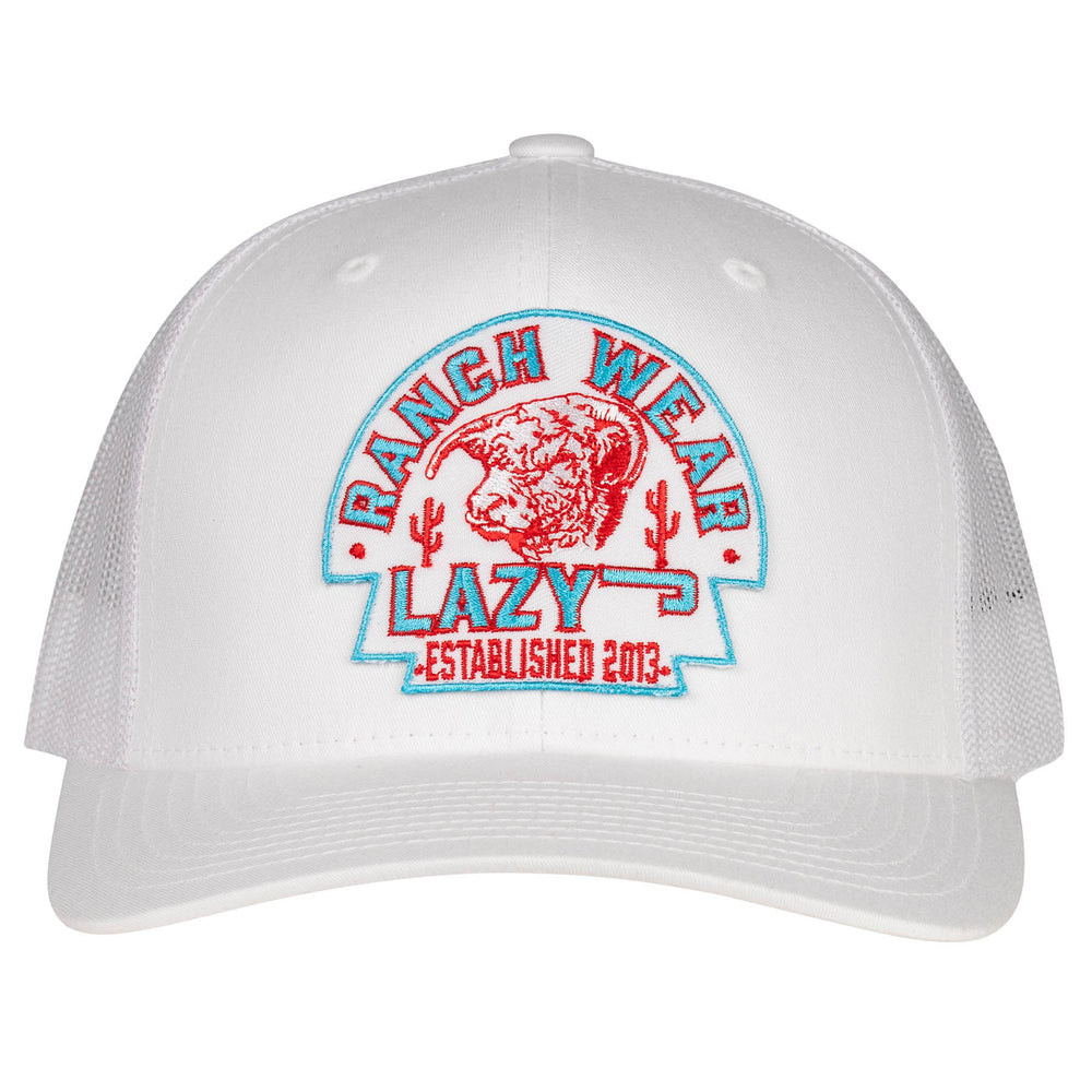 
                      
                        Lazy J Ranch Turquoise Red White Arrowhead Mid Profile Trucker Hat
                      
                    