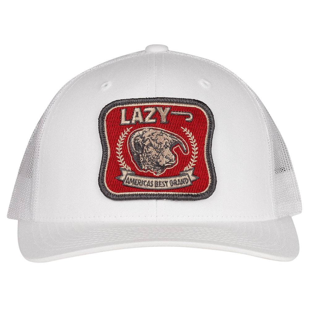 
                  
                    Lazy J Ranch White Red America's Best Brand Mid Profile Trucker Hat-Lazy J Ranch Wear
                  
                