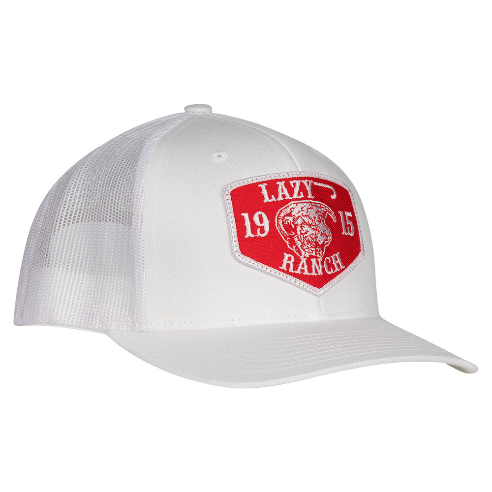 Lazy J Ranch White Red Ranch Mid Profile Trucker Hat