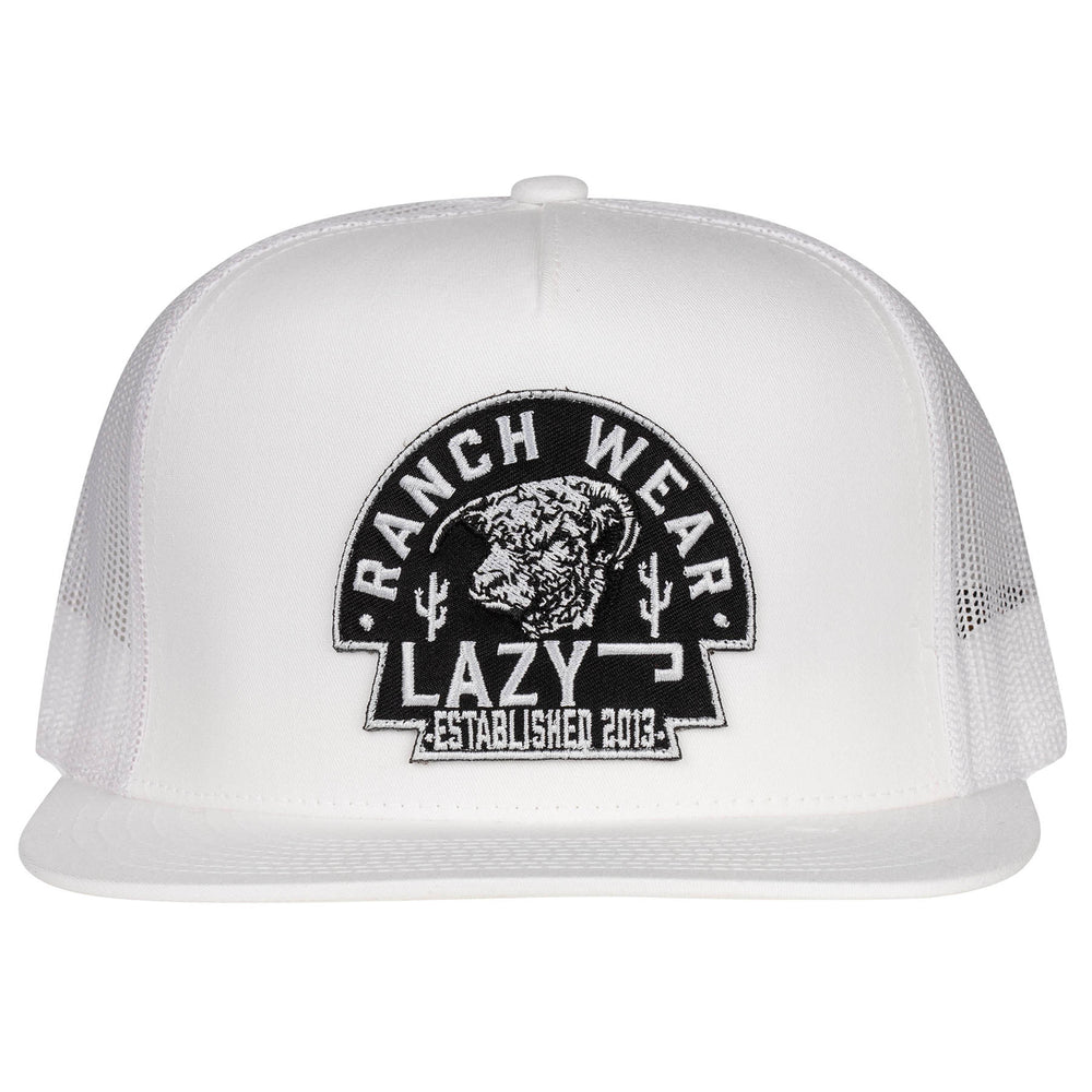 
                  
                    Lazy J Ranch White Black Arrowhead Classic Five Panel Trucker Hat-WHITE4ARR
                  
                