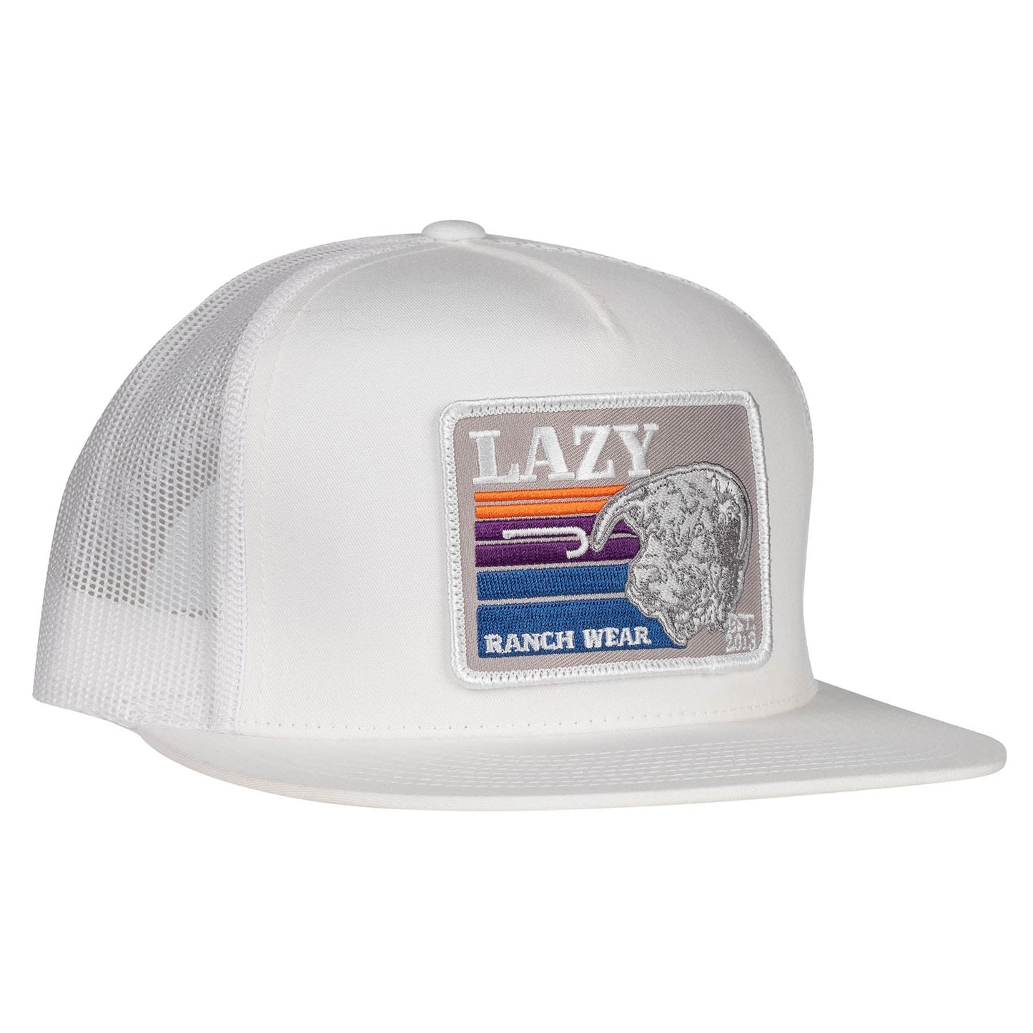 Lazy J Ranch White Silver Grey Sunset Retro Classic Five Panel Trucker Hat-Lazy J Ranch Wear