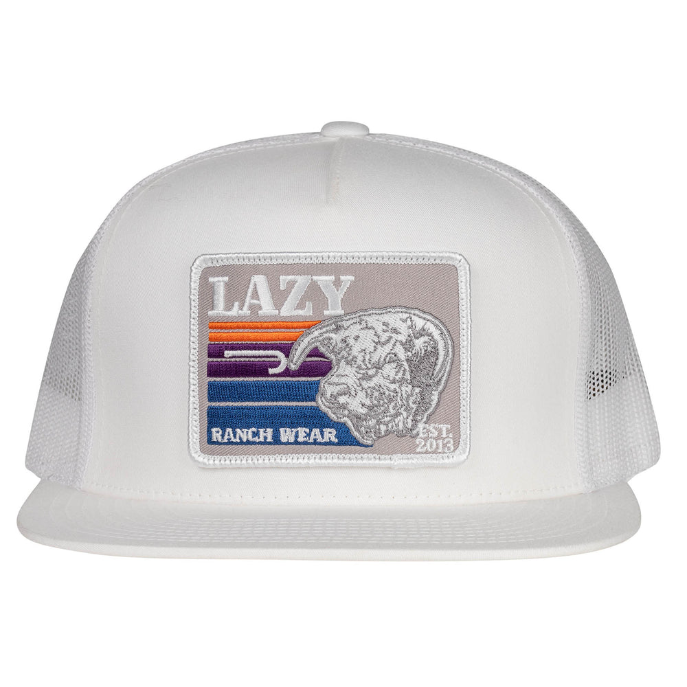 
                  
                    Lazy J Ranch White Silver Grey Sunset Retro Classic Five Panel Trucker Hat-WHITE4GS
                  
                