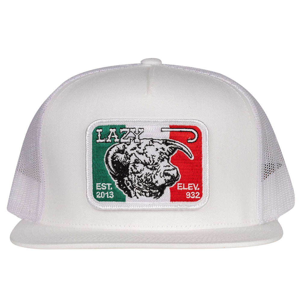 
                      
                        Lazy J Ranch Wear White & White 4" Mexico Elevation Patch Cap
                      
                    