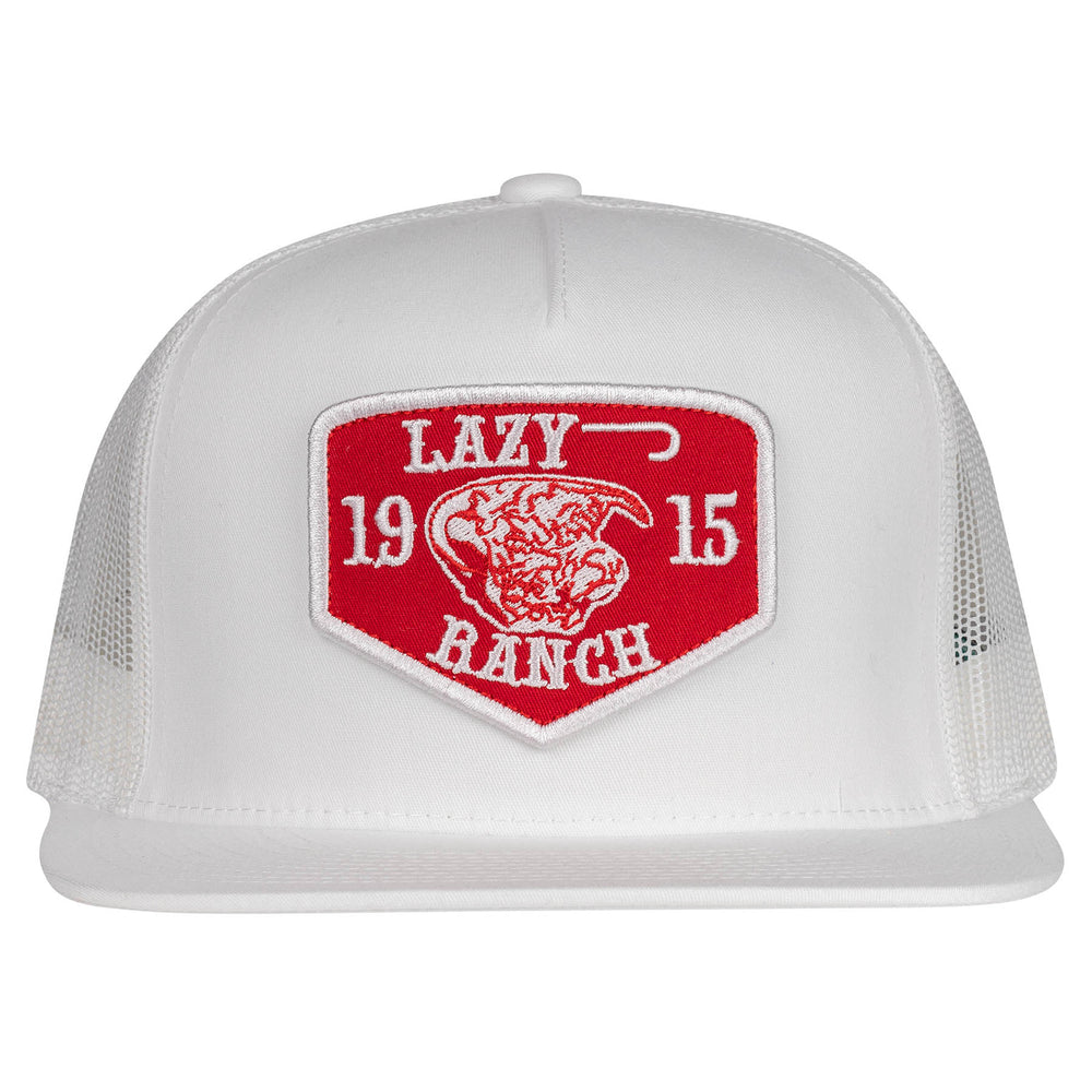 
                      
                        Lazy J Ranch White Red Ranch Classic Five Panel Trucker Hat
                      
                    