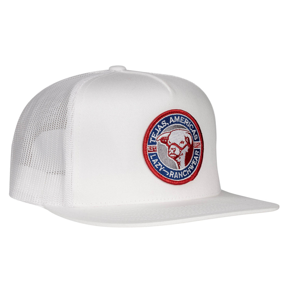 Lazy J Ranch White Tejas Classic Five Panel Trucker Hat-WHITE4TEJ