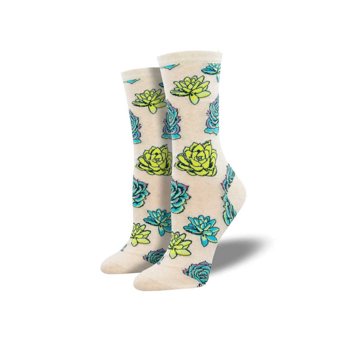 Socksmith Women's Succulents Socks - Ivory Heather