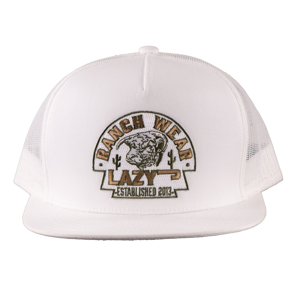 
                      
                        Lazy J Ranch White Olive Arrowhead Classic Five Panel Trucker Hat-High Profile-WHITE4-AH-OLV
                      
                    