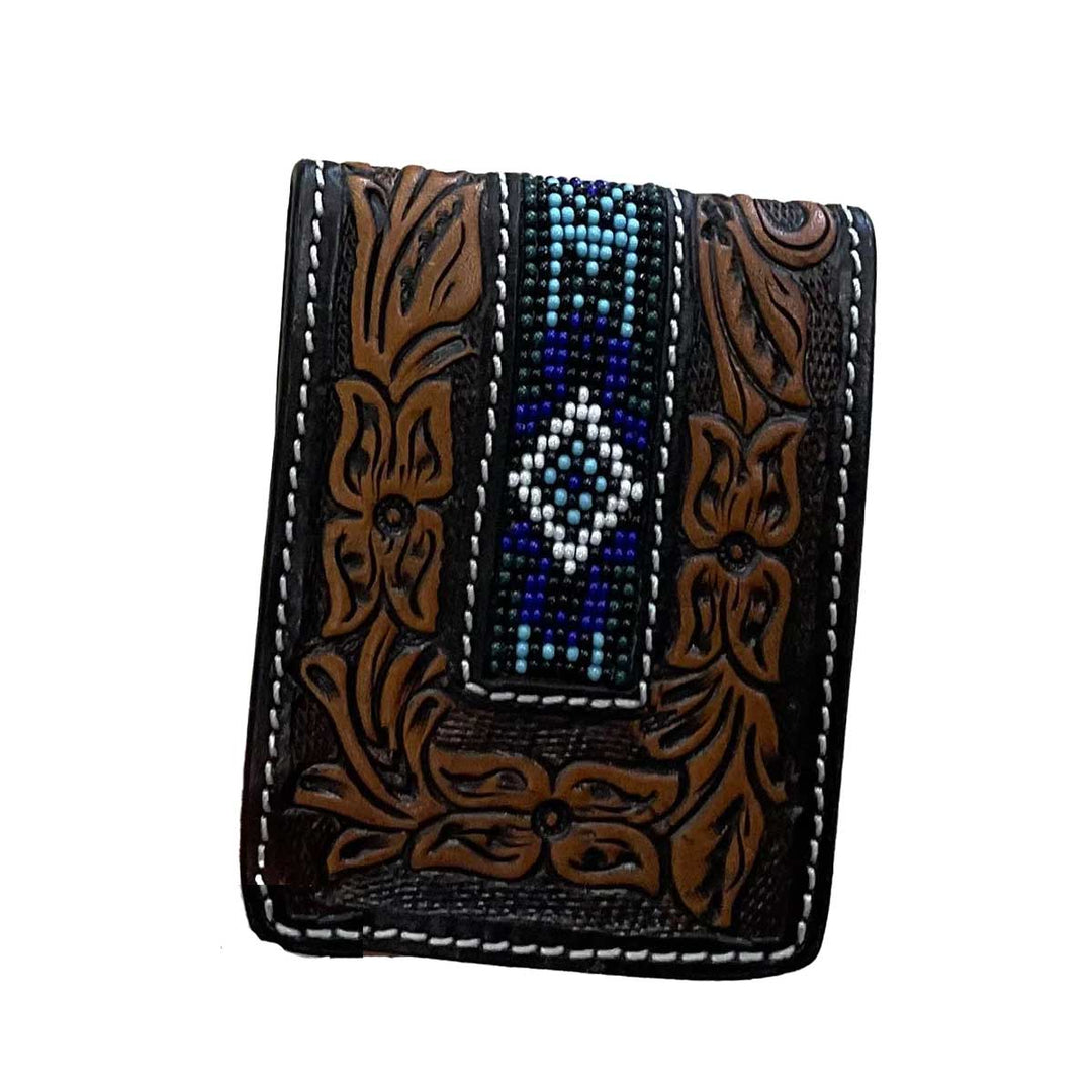 Twisted X Tooled Leather Beaded Money Clip
