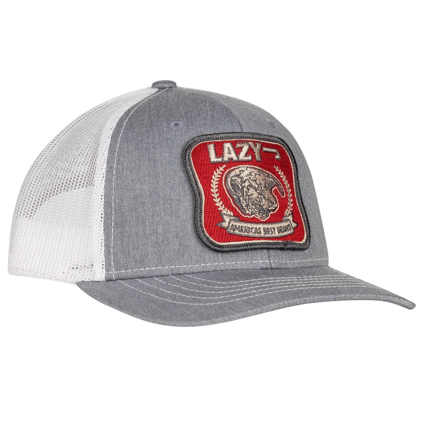 Lazy J Ranch Youth Heather Grey & White America's Best Brand Mid Profile Patch Hat-Lazy J Ranch Wear
