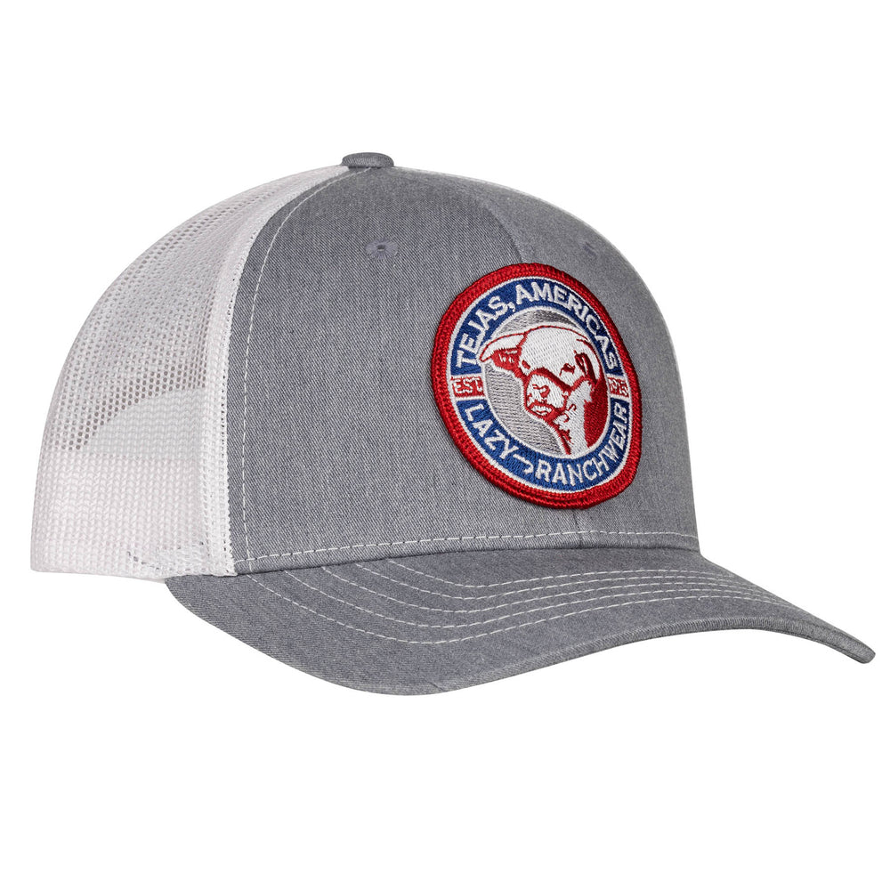 Lazy J Ranch Heather & White Red, White and Blue Tejas Youth Patch Hat-Kid's Caps-YTHHWTEJ