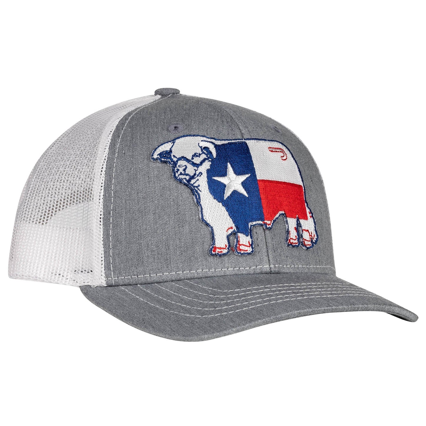 Lazy J Ranch Heather & White Texas Flag Bull Youth Patch Hat-Lazy J Ranch Wear