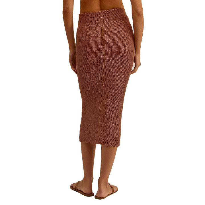 Z Supply Women's Aveen Crinkle Stretch Knit Midi Skirt - Bronzer