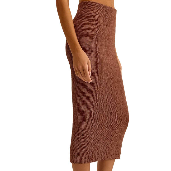 Z Supply Women's Aveen Crinkle Stretch Knit Midi Skirt - Bronzer