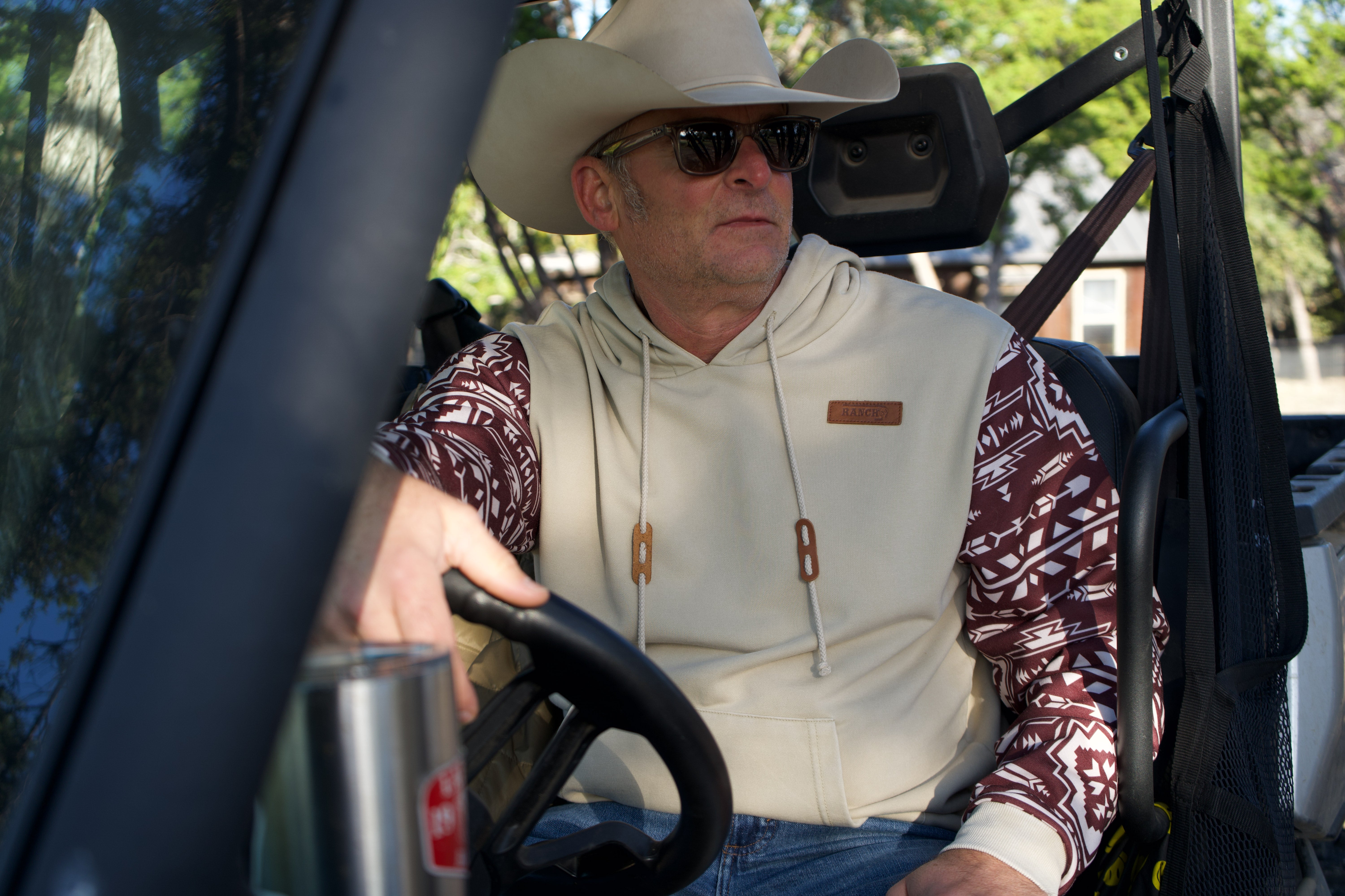 Lazy J Ranch Tan & Maroon Aztec Print Long Sleeve Hoodie