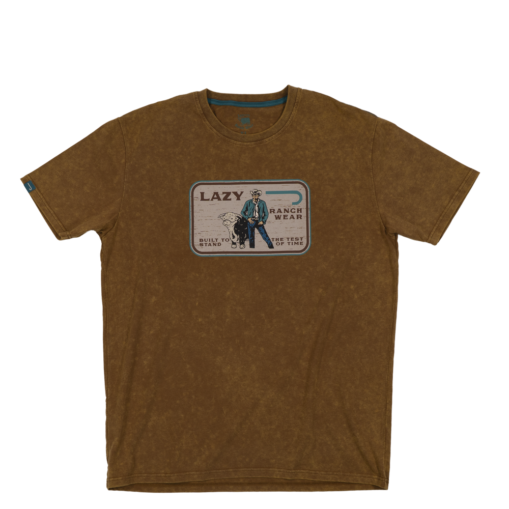 
                  
                    Lazy J Ranch Retro Stockman Patch Mineral Wash Coyote Brown T-Shirt-
                  
                