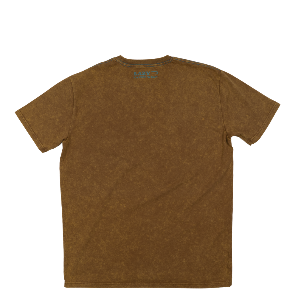 
                  
                    Lazy J Ranch Retro Stockman Patch Mineral Wash Coyote Brown T-Shirt-
                  
                