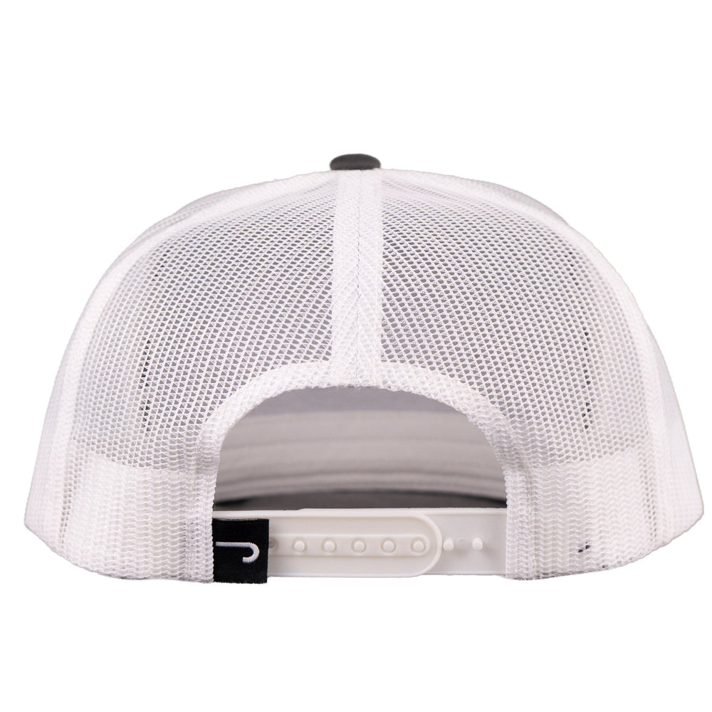 
                  
                    Lazy J Ranch Grey White Bull Trap Patch Classic Five Panel Trucker Hat-Lazy J Ranch Wear
                  
                