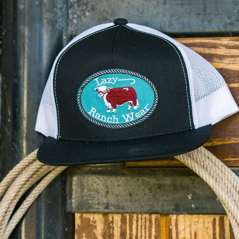 
                  
                    Lazy J Ranch Black & White Original Buckle Classic Five Panel Trucker Hat-Lazy J Ranch Wear
                  
                