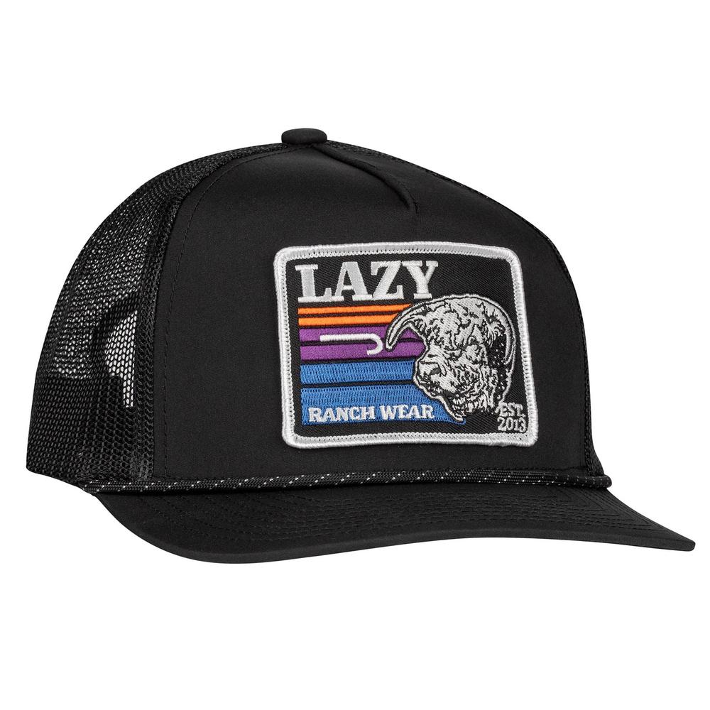 Lazy J Ranch Black Sunset Retro Mid Profile Rope Trucker Hat-