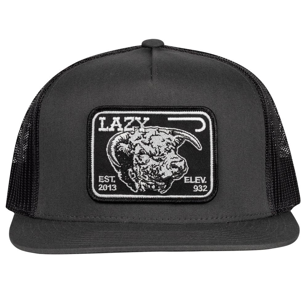 Lazy J Ranch Charcoal Grey Black Elevation Hereford Classic Five Panel Trucker Hat-