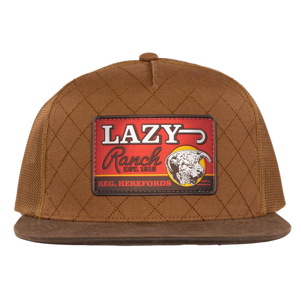 Lazy J Ranch Coyote Brown Quilted Hard Day Classic Five Panel Trucker Hat-