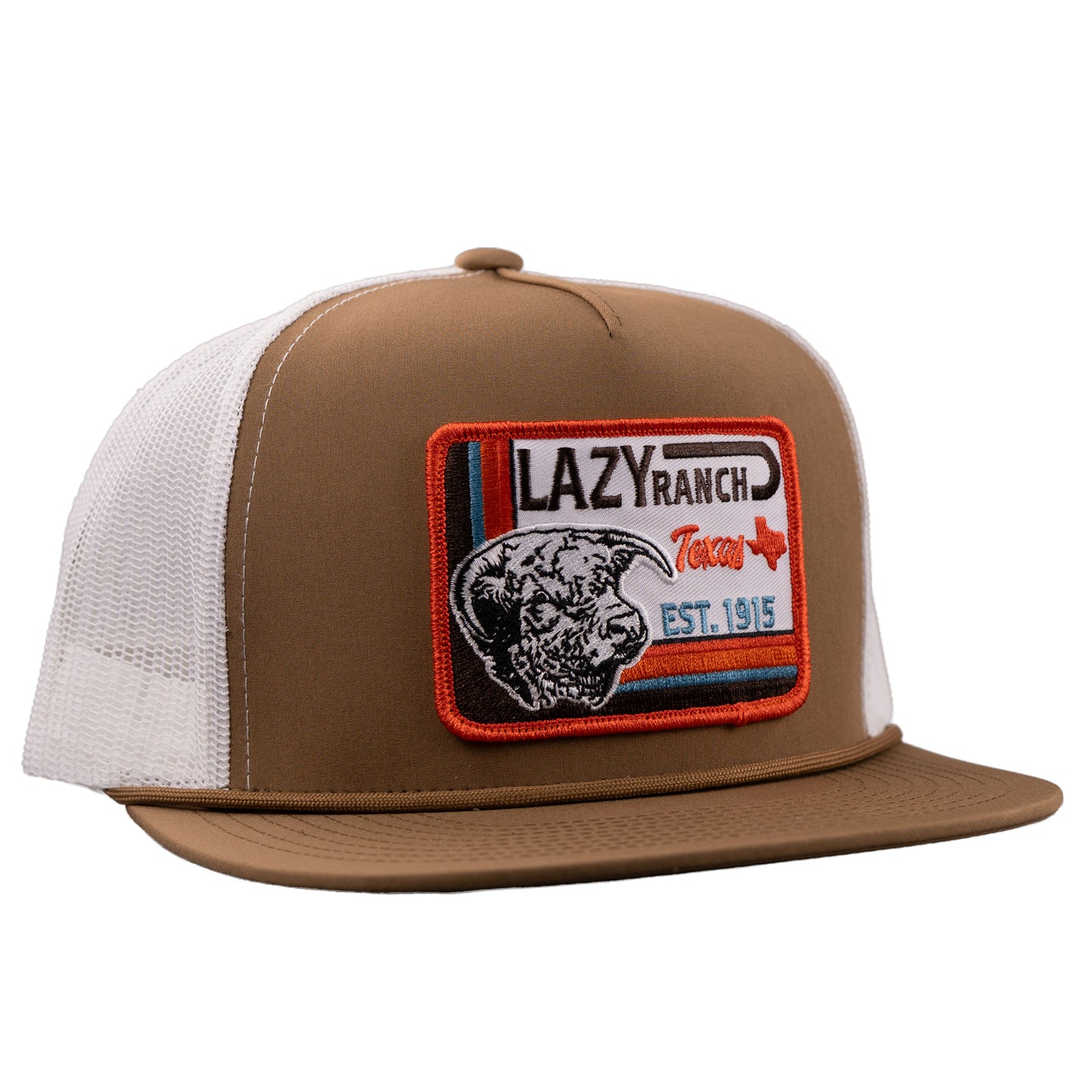 Lazy J Ranch Coyote Brown & White Rio Grande Classic Rope Trucker Hat-