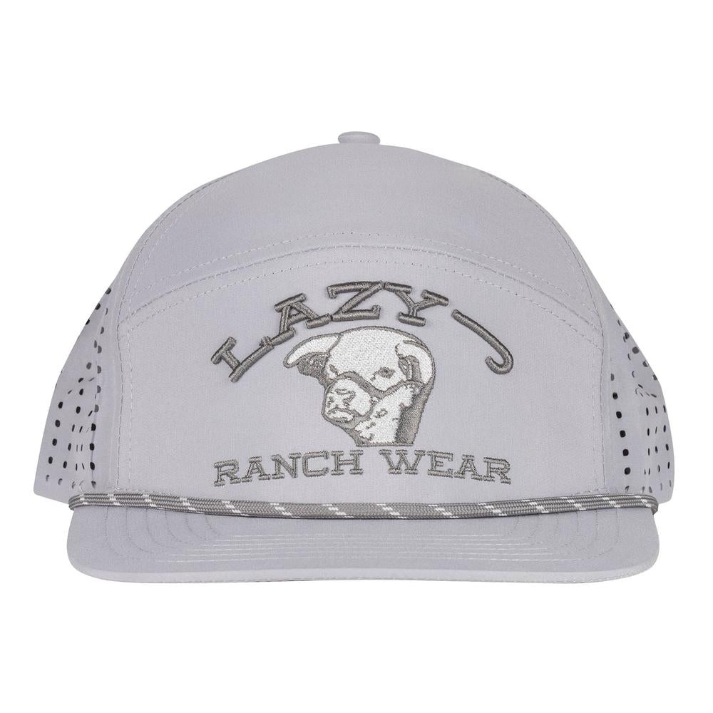 Lazy J Ranch Light Grey Show Time Embroidered Performance Rope Trucker Hat-