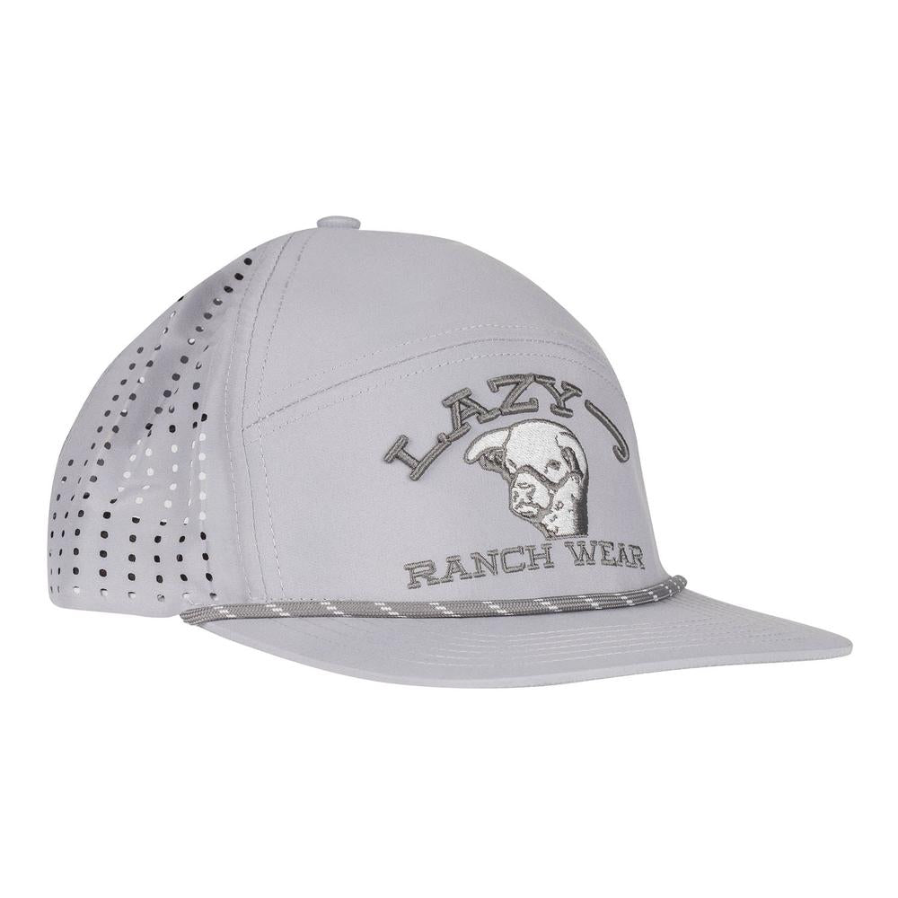 Lazy J Ranch Light Grey Show Time Embroidered Performance Rope Trucker Hat-