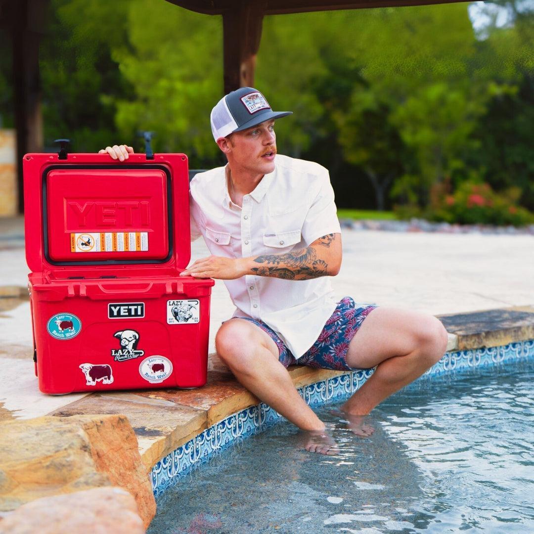 Lazy J Ranch Men's Airflow Pearl Snap Short Sleeve Shirt - Off White-