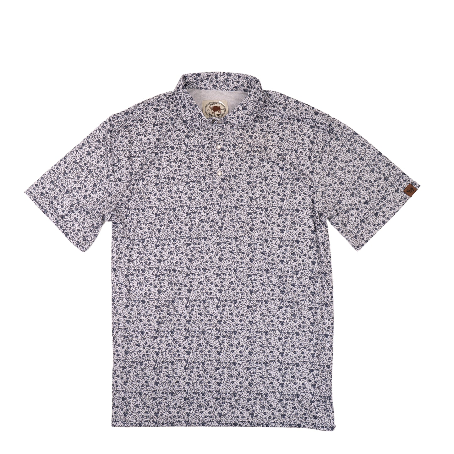 Lazy J Ranch Men's Floral Performance Polo Shirt - White-