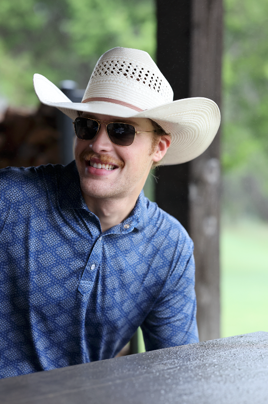 Lazy J Ranch Men's Print Performance Polo Shirt - Navy-