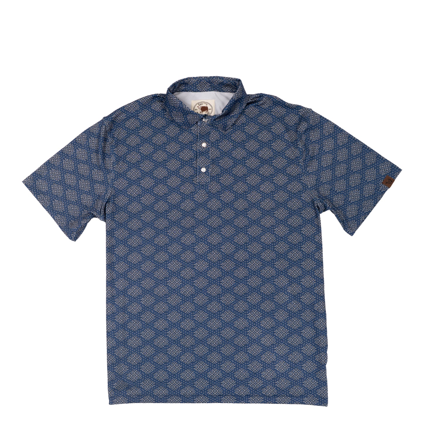 Lazy J Ranch Men's Print Performance Polo Shirt - Navy-