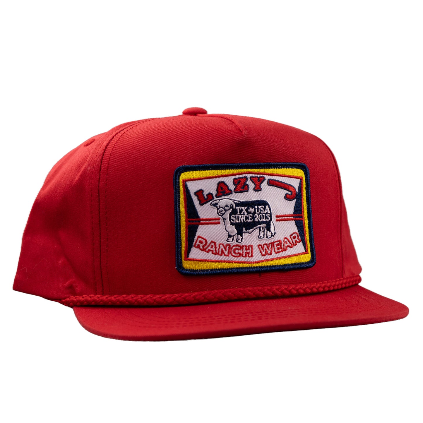 Lazy J Ranch Red Feed Wagon Classic Rope Trucker Hat-
