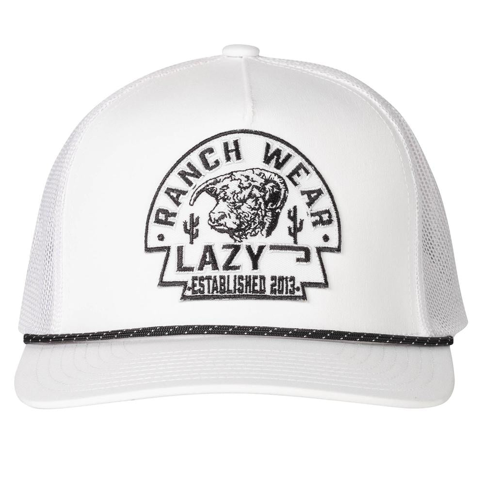 Lazy J Ranch White Arrowhead Performance Rope Trucker Hat-