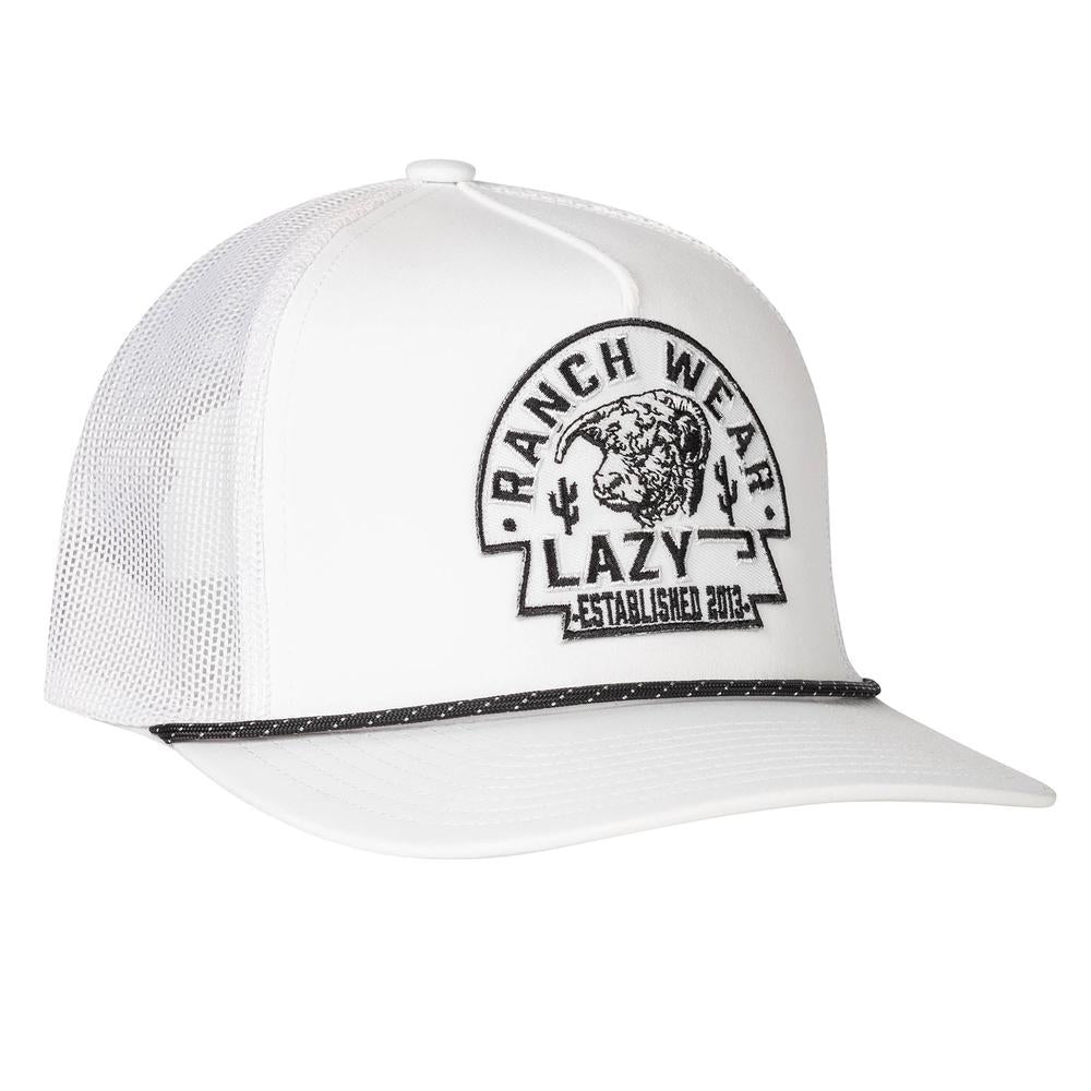 Lazy J Ranch White Arrowhead Performance Rope Trucker Hat-