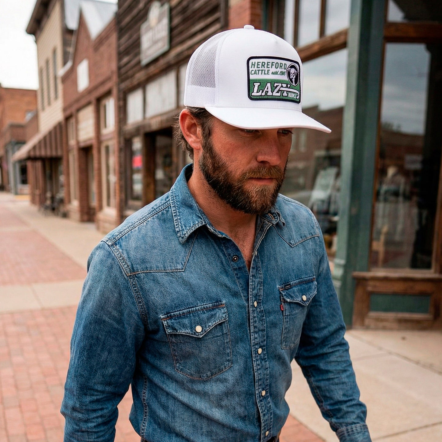 Lazy J Ranch White Shafter Classic Five Panel Trucker Hat-