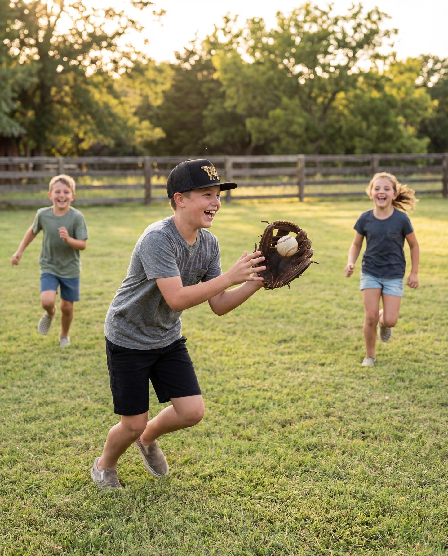 Lazy J Ranch Youth Black Gold Rush Classic Five Panel Trucker Hat-