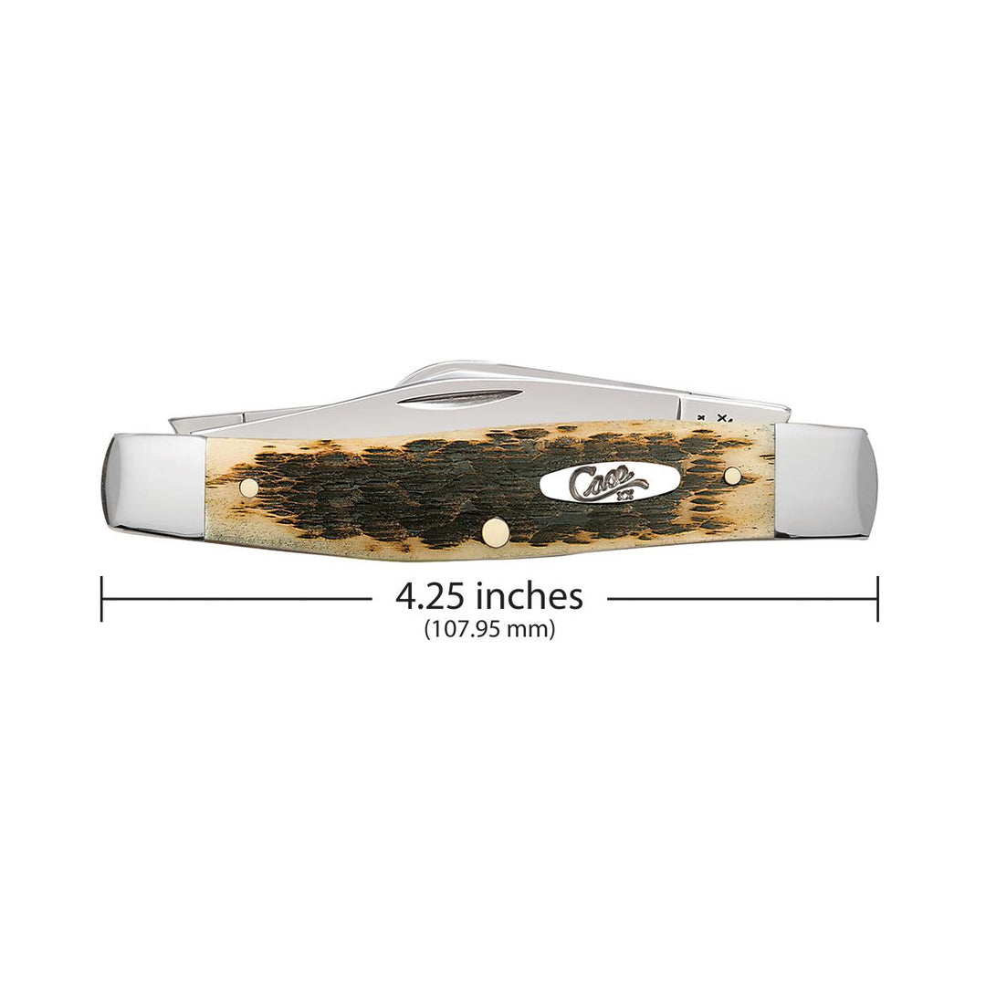 Case Knives Peach Seed Jig Chrome Vanadium Large Stockman Knife - Amber Bone