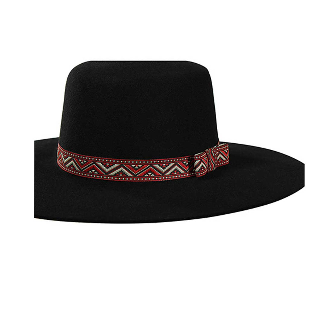 M & F Western Twister Triangle Pattern Stretch Hatband - Red Cream Black