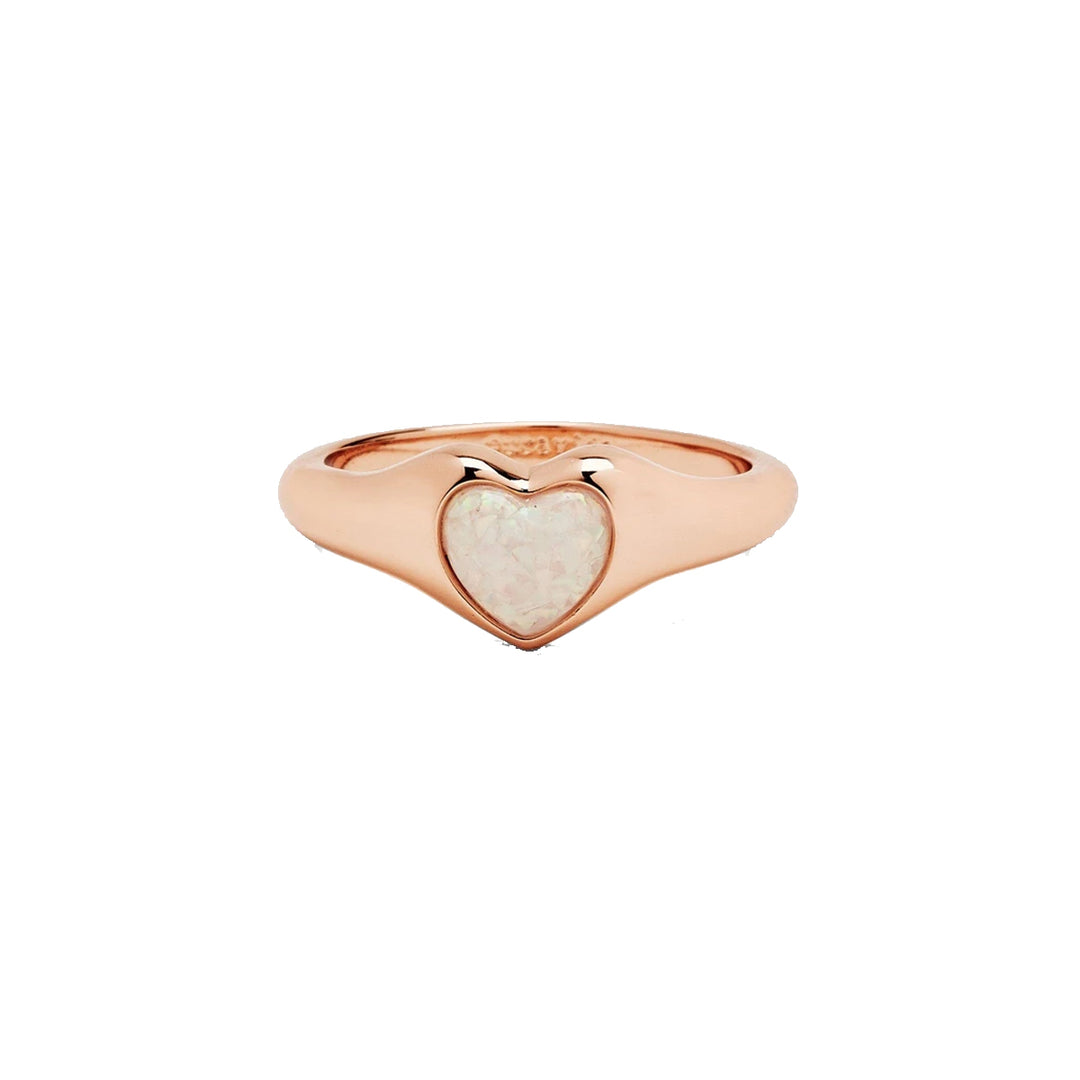 Pura Vida Stone Heart Signet Ring - Rose Gold