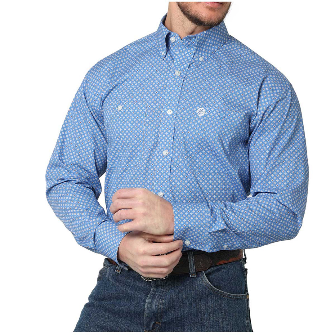 Wrangler Men's George Strait Two Pocket Button Down Print Long Sleeve Shirt