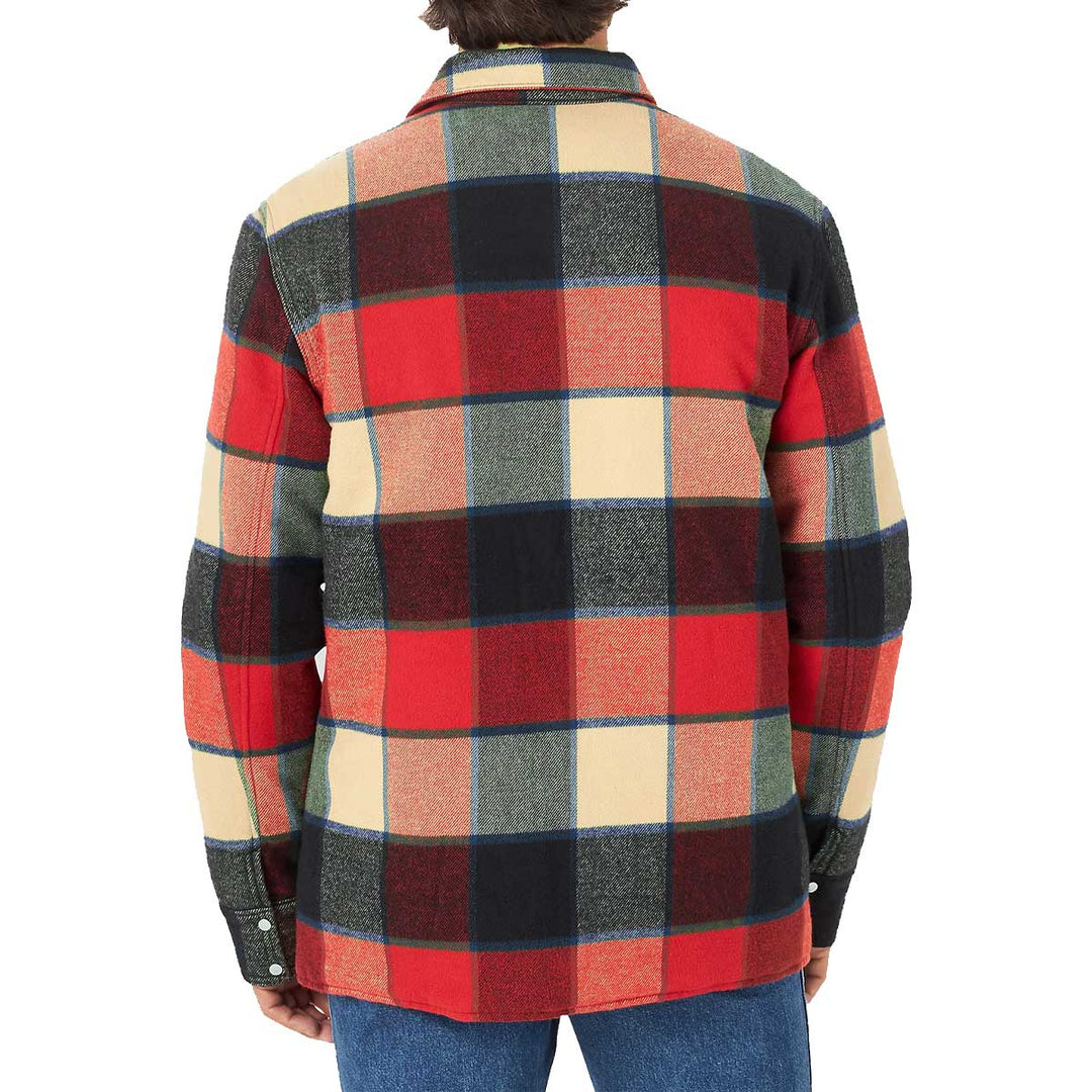 Wrangler Men's Sherpa Lined Flannel Shirt Jacket - Racing Red