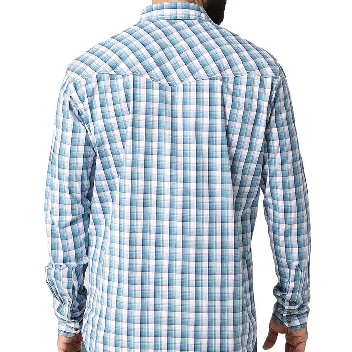 Wrangler Men's 20X Competition Advanced Comfort Snap Long Sleeve Shirt - Blue Squared