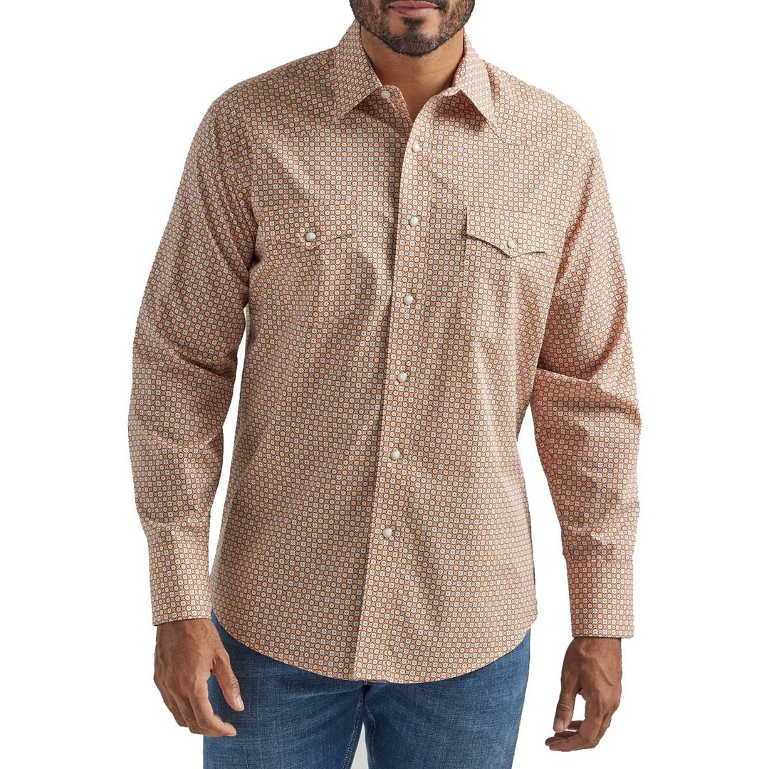 Wrangler Men's Silver Edition Pearl Snap Long Sleeve Shirt - Copper