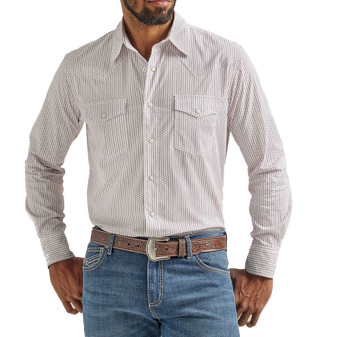 Wrangler Men's 20X Competition Advanced Comfort Snap Long Sleeve Shirt - Dark Pink
