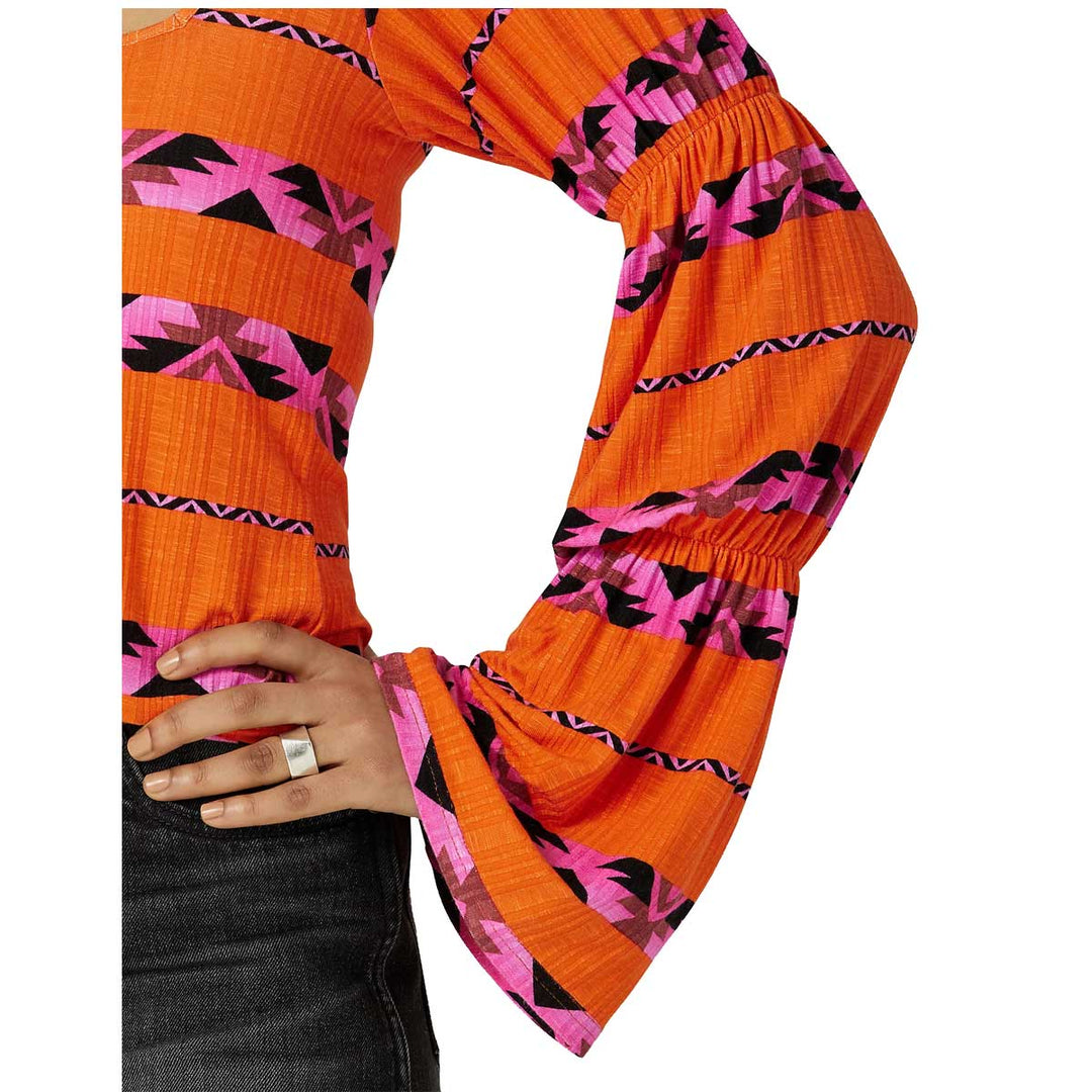Wrangler Women's Banded Sleeve Square Neck Top - Orange