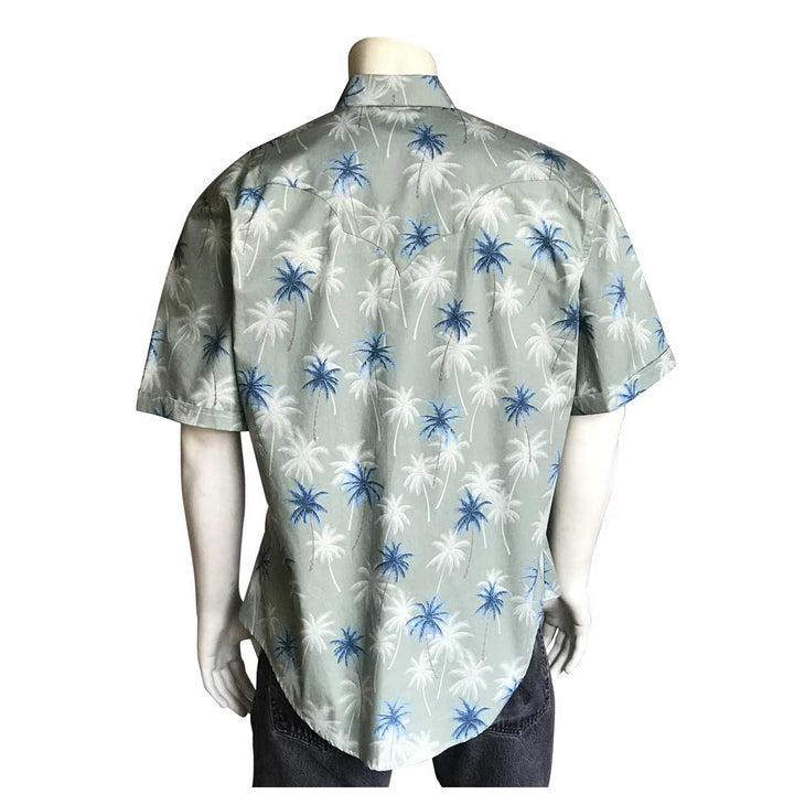 Rockmount Men’s Palm Tree Hawaiian Western Short Sleeve Shirt - Sage