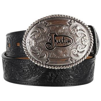 Justin Floral Trophy Men's Leather Belt - Lazy J Ranch Wear