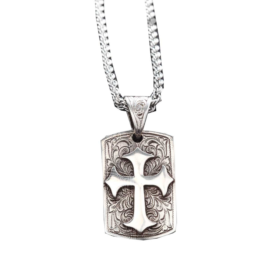 Twister Dog Tag Style Cross Necklace