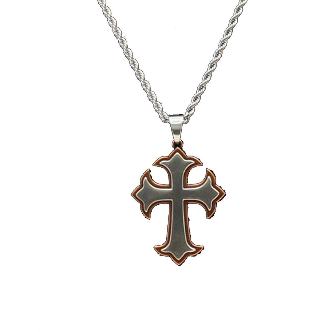 Twister Men's Two Tone Cross Layered Necklace